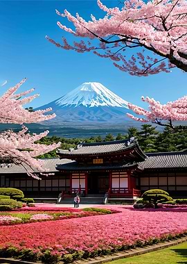 Mount Fuji and Cherry Blossoms