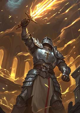 Knight with Fiery Sword
