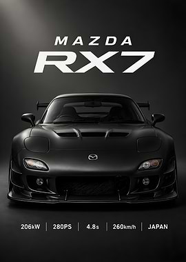 Black Mazda RX7 Sports Car