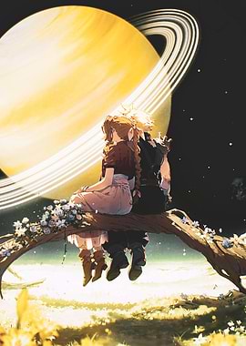 Cloud and Aerith in Space