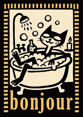 Cat Enjoying a Bubble Bath