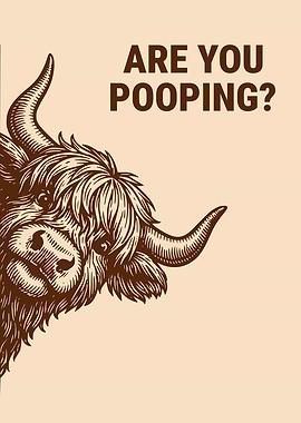 Are You Pooping? Curious Peeking Highland Cow Funny Bathroom Humor