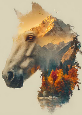 Double Exposure Horse Mountain Landscape
