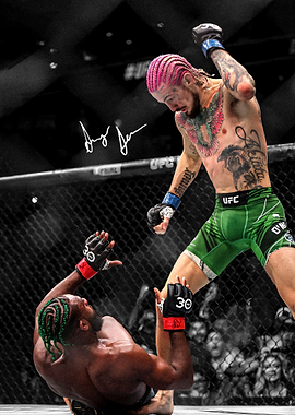 UFC fighter Sean O'Malley lands a punch