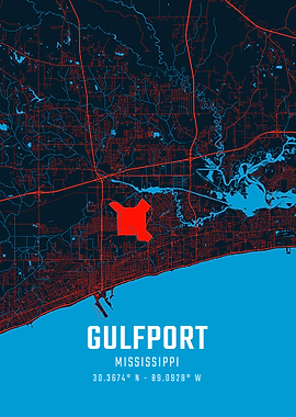 Gulfport Mississippi City Map
