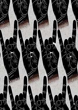 Black Hands Gesturing Rock and Roll