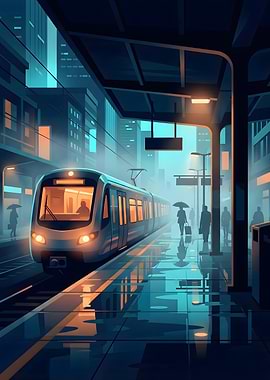 Blue Night Station Solitude