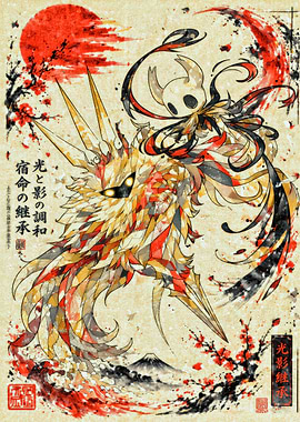 Hollow Knight and Dragon Art