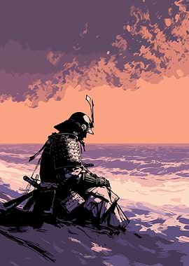 Samurai contemplating the sea