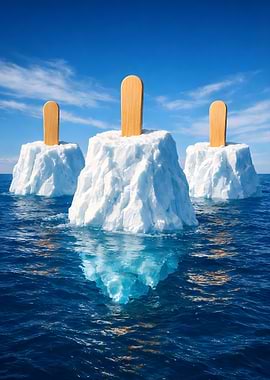Ice cream popsicles in the ocean