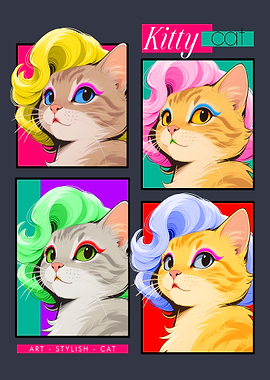 Stylish Cats with Colorful Wigs