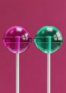 Two Lollipops on Pink Background