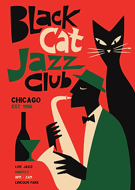 Black Cat Jazz Club Poster