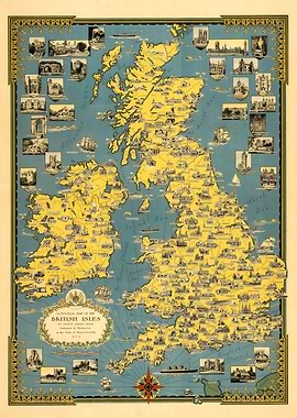 Old Map of the British Isles 1939