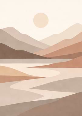 Neutral Desert River Poster