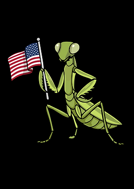 Praying Mantis Gift USA Flag 4th Of July Insect Mantis