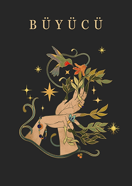 Mystical Hands with Hummingbird and Flowers