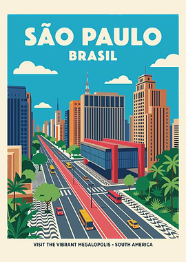 Sao Paulo Brasil Cityscape Poster