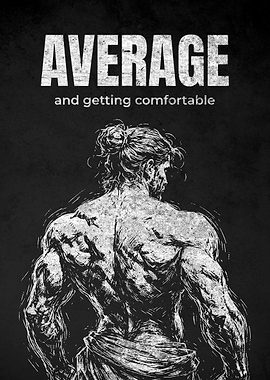 Muscular man with AVERAGE text