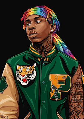 Polo G with Rainbow Dreadlocks