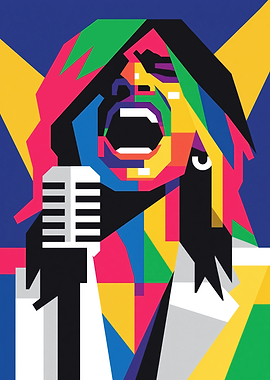 Geometric Pop-Art Singer Singing Song