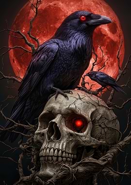 Gothic Ravens on Skull