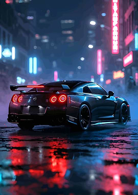 Cyberpunk Nissan GT-R in Neon City