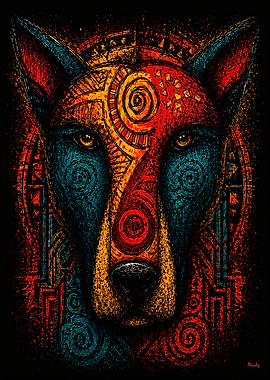 Primal Dog Totem – Expressionist Abstract Wall Art