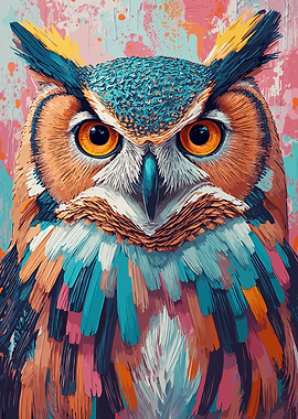 Vibrant Owl Digital Painting