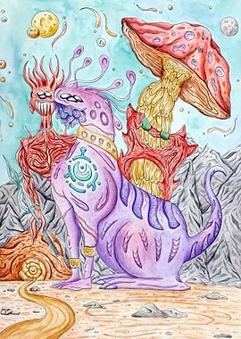 Alien Creatures and Fungi Landscape