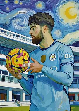 Footballer in Starry Night Style