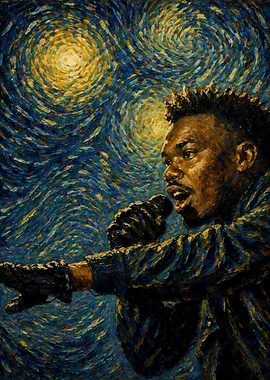 Baby Keem in Starry Night Style