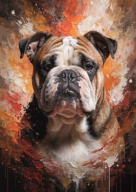 Bulldog Portrait with Abstract Background