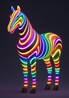 Rainbow Neon Horse