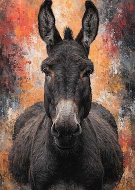 Donkey Portrait with Textured Background