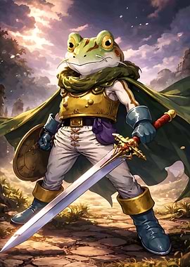 Frog Warrior with Sword and Shield