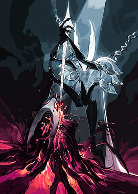 Knight striking a bloody foe