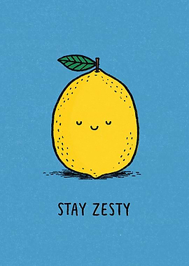 Cute Lemon with 'Stay Zesty' Text