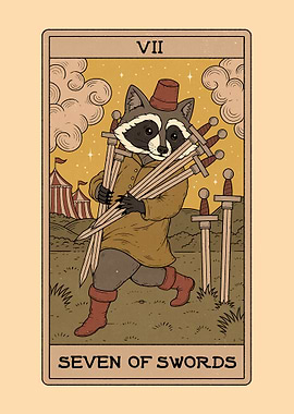 Seven of Swords - Raccoons Tarot