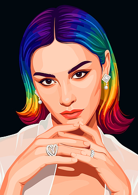 Gracie Abrams with Rainbow Hair and Rings