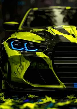 Aggressive Sports Car with Neon Accents