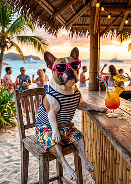 Funny French Bulldog Tiki Bar