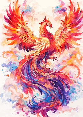 Watercolor Phoenix Rising
