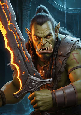 Orc Warrior with Fiery Sword