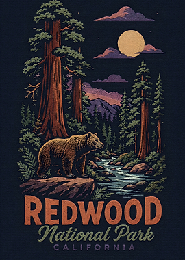 Redwood National Park Bear and Moon