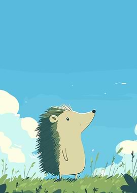 Cute Hedgehog Looking Up at Sky