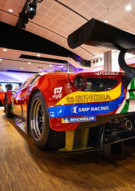 Red Ferrari Race Car Rear View