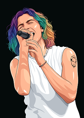 The Kid LAROI with Rainbow Hair Performing