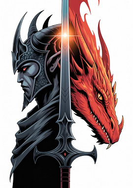Dark Elf Warrior and Dragon Sword