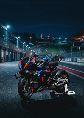 BMW M 1000 RR Motorcycle on Racetrack